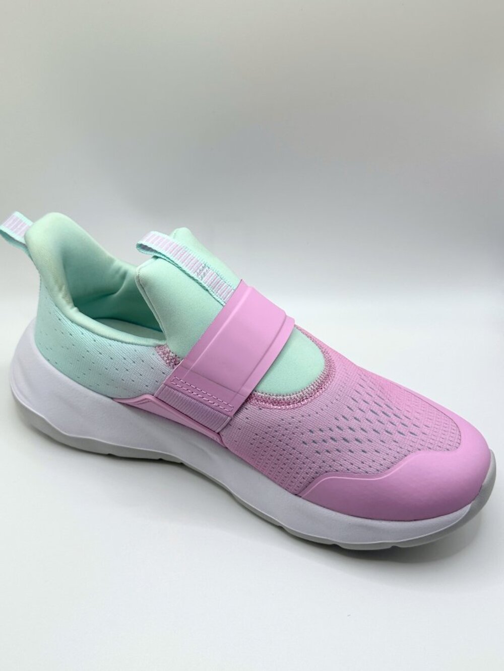 All in Motion Dillon Kids Pink Mint Strap Slip On Sneakers Athletic Shoes XL 6